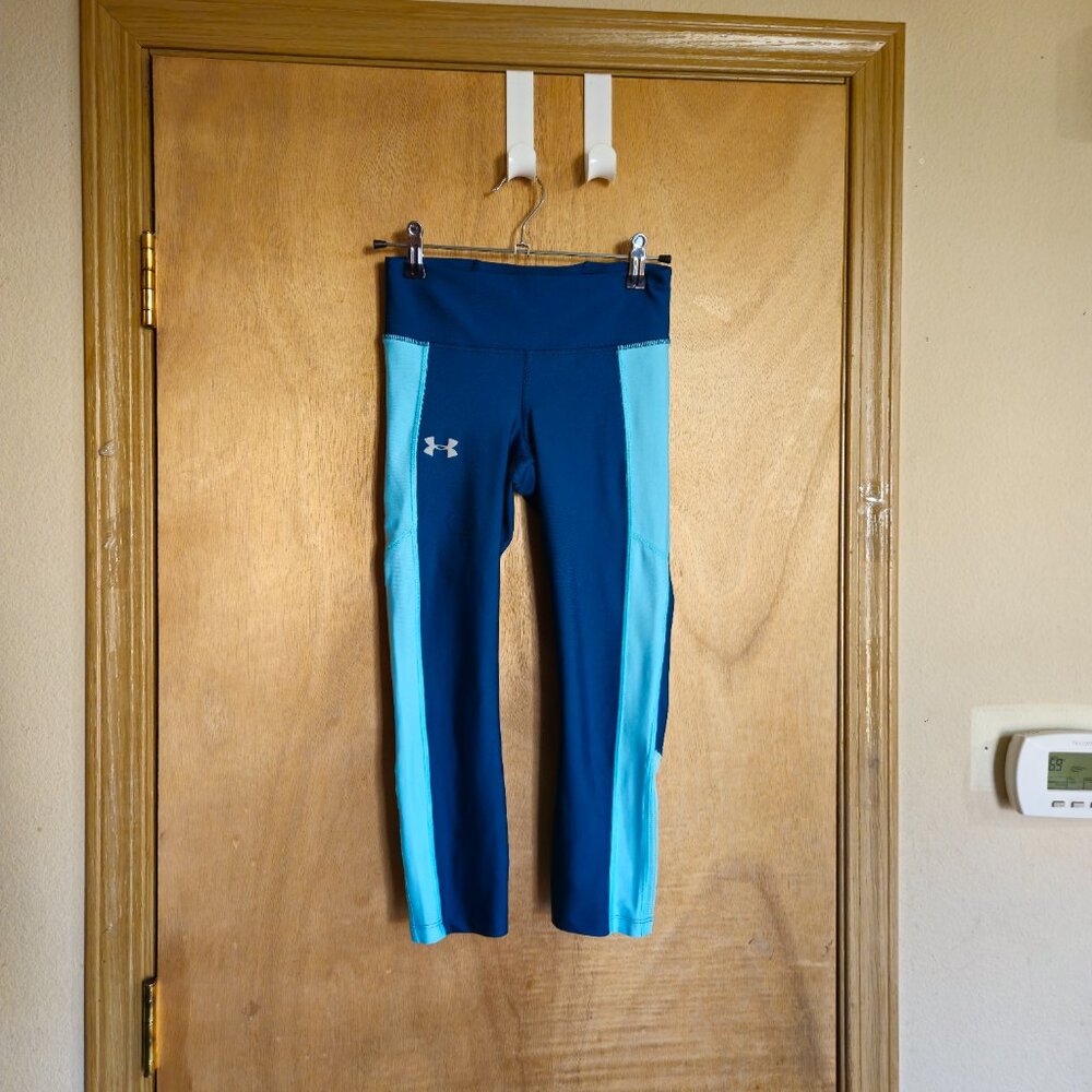 Under Armour Compression Leggings XS Heat Gear Cropped Teal Aqua